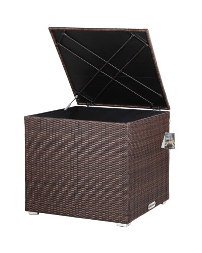 Cushion Storage Box Polyrattan 318L Brown Cube